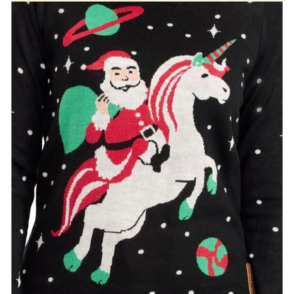 Tipsy Elves Ugly‎ Cute Christmas Sweater Women’s Cosmic Santa Unicorn NWT Large - Picture 4 of 10